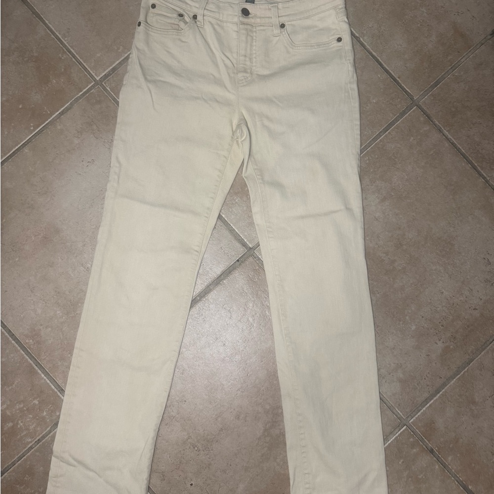 Ralph Lauren Cream Straight Leg Jeans with Classic Style